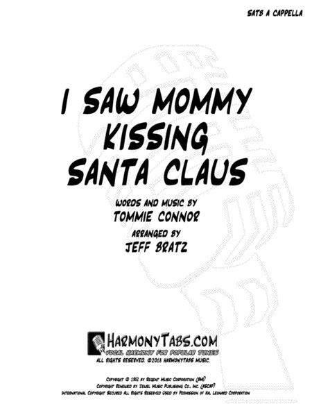 Free Sheet Music I Saw Mommy Kissing Santa Claus Satb A Cappella