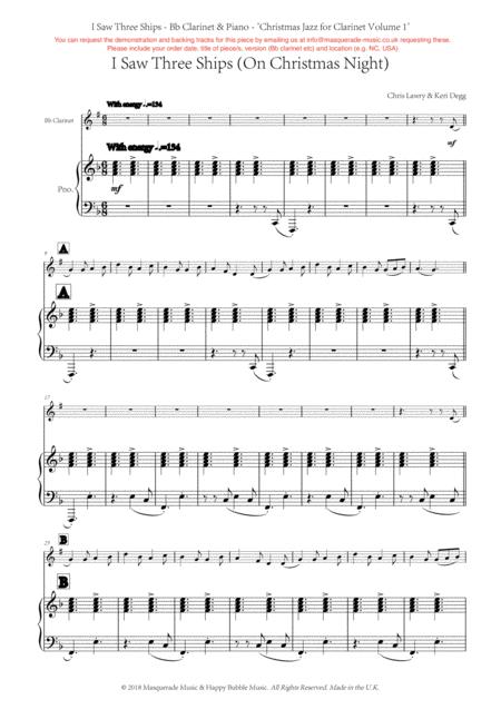 I Saw Three Ships An Arrangement That Simply Oozes Christmas For Bb Clarinet And Piano Includes Free Demo And Backing Tracks On Request See Details On Sheet Music