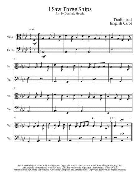 I Saw Three Ships Viola And Cello Duet Sheet Music