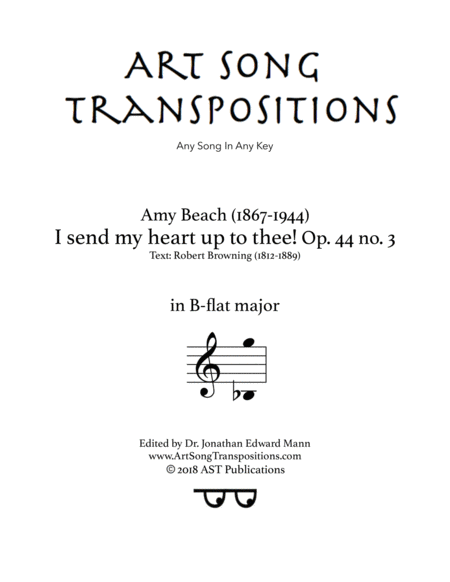 I Send My Heart Up To Thee Op 44 No 3 B Flat Major Sheet Music