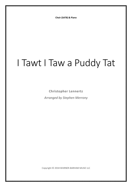 Free Sheet Music I Tawt I Taw A Puddy Tat