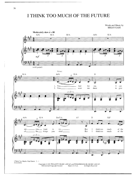 Free Sheet Music I Think Too Much Of The Future