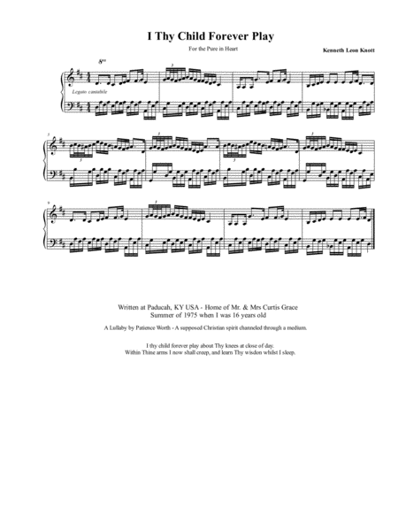 I Thy Child Forever Play A Lullaby Based On A Poem By Patience Worth Sheet Music