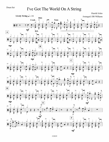 I Ve Got The World On A String Drum Set Sheet Music