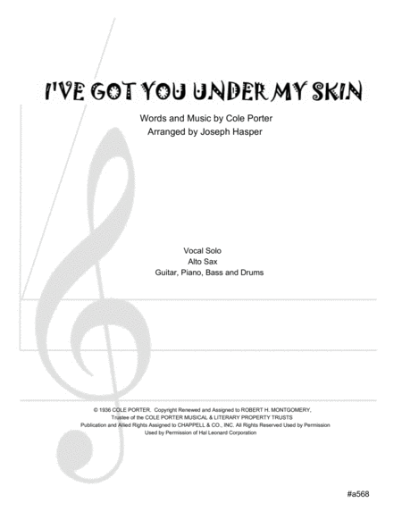 I Ve Got You Under My Skin Small Jazz Combo Sheet Music