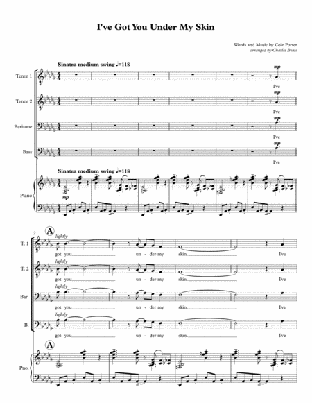 I Ve Got You Under My Skin Ttbb Sheet Music