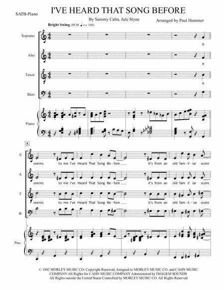 Free Sheet Music I Ve Heard That Song Before Satb With Piano Acc