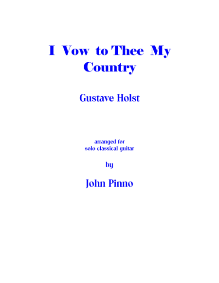 Free Sheet Music I Vow To Thee My Country Solo Classical Guitar