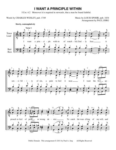 Free Sheet Music I Want A Principle Within