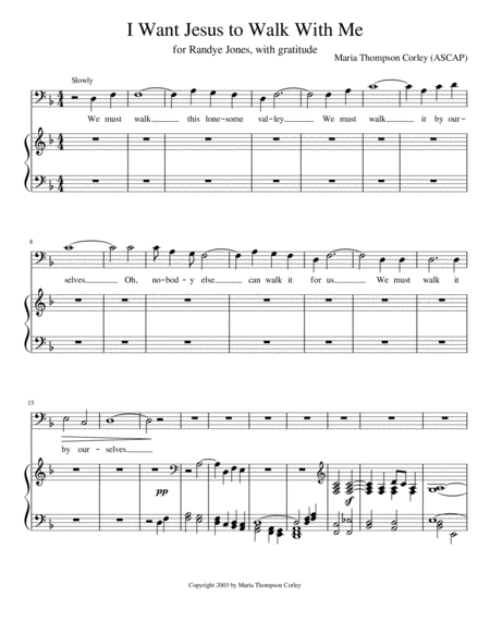 I Want Jesus To Walk With Me Bass Clef Sheet Music