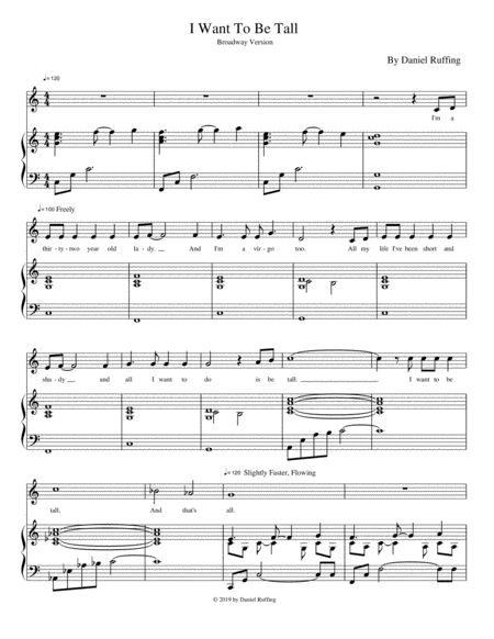 I Want To Be Tall Broadway Version Sheet Music