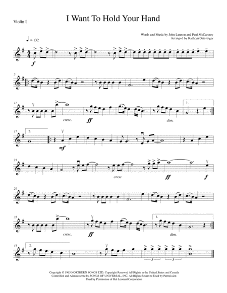 I Want To Hold Your Hand String Quartet Sheet Music