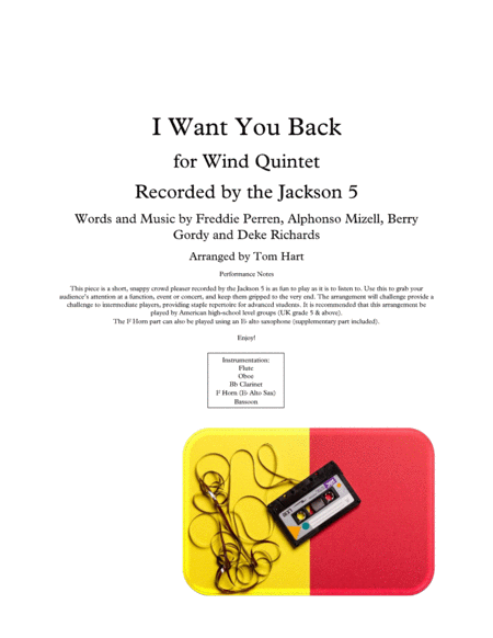 Free Sheet Music I Want You Back Wind Quintet