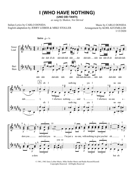 Free Sheet Music I Who Have Nothing Ssaa