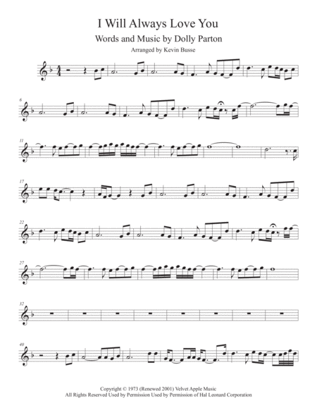 I Will Always Love You Flute Sheet Music