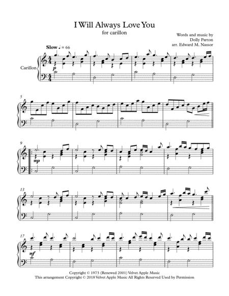 I Will Always Love You For Carillon Sheet Music