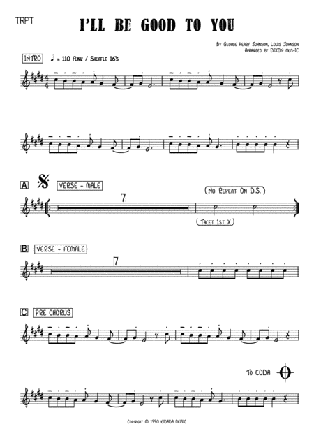 I Will Be Good To You Vocals Rhythm Section Horn Section Sheet Music