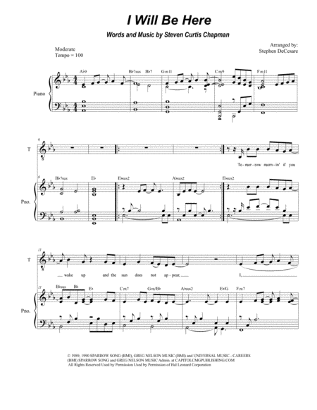 I Will Be Here Duet For Soprano And Tenor Solo Sheet Music