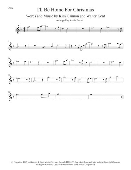 Free Sheet Music I Will Be Home For Christmas Oboe