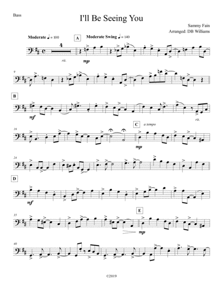 Free Sheet Music I Will Be Seeing You Strings Bass