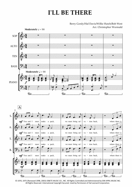Free Sheet Music I Will Be There Arr Christopher Wormald