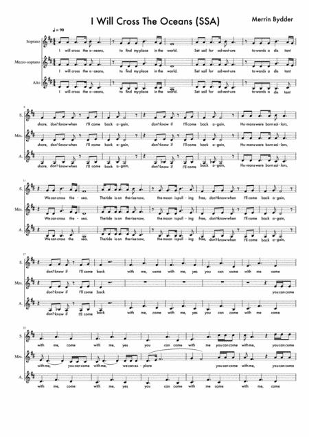 I Will Cross The Oceans Ssa Sheet Music