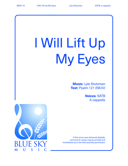 I Will Lift Up My Eyes Sheet Music