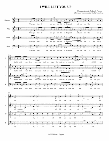I Will Lift You Up Sheet Music