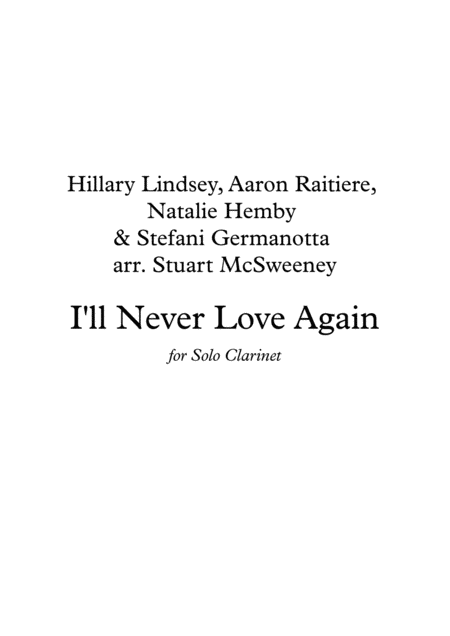 I Will Never Love Again Clarinet Solo Sheet Music