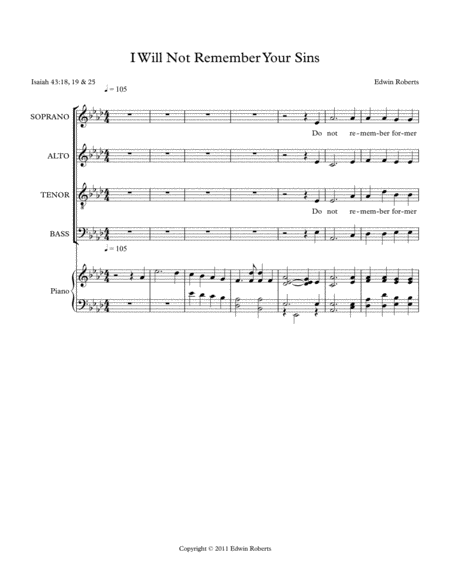 I Will Not Remember Your Sins Sheet Music