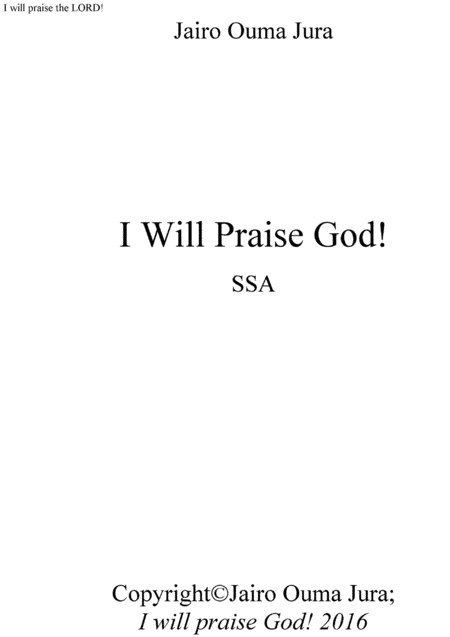 I Will Praise God Sheet Music