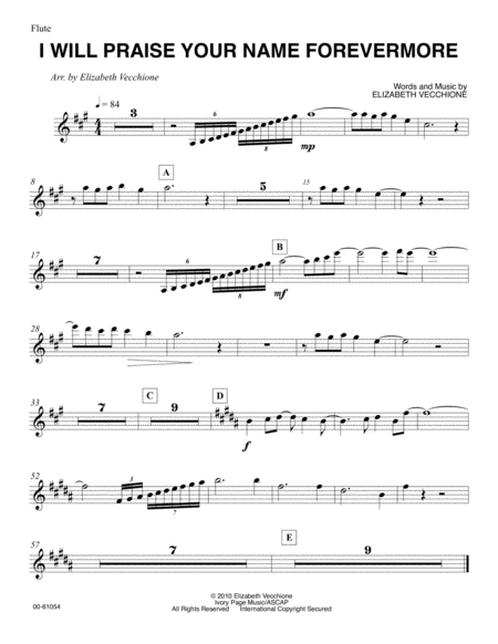 I Will Praise Your Name Forevermore Orchestral Parts Sheet Music