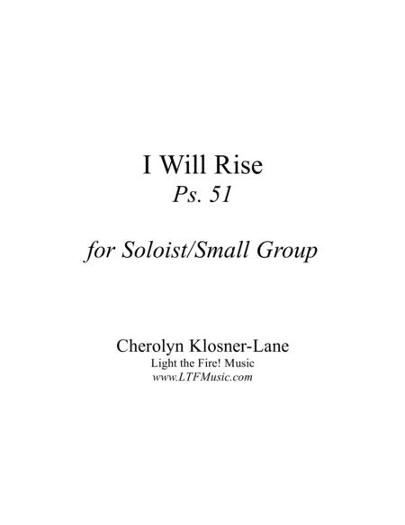 I Will Rise Ps 51 Soloist Small Group Sheet Music