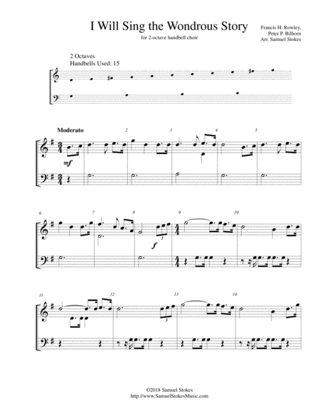 I Will Sing The Wondrous Story For 2 Octave Handbell Choir Sheet Music