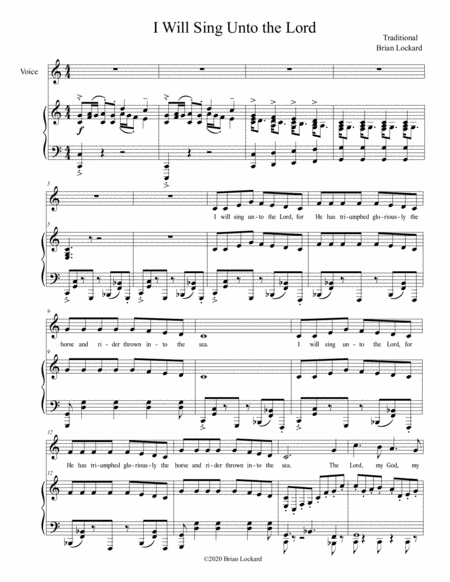 Free Sheet Music I Will Sing Unto The Lord Horse And Rider