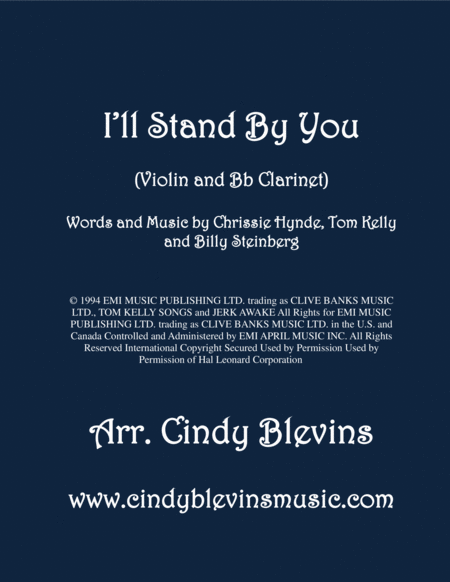 Free Sheet Music I Will Stand By You Arranged For Violin And Bb Clarinet