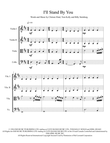 I Will Stand By You By The Pretenders Sheet Music