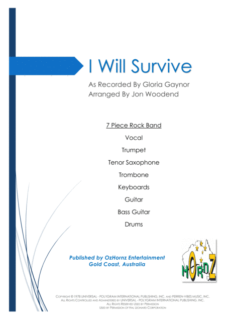 Free Sheet Music I Will Survive 7 Piece Horn Chart