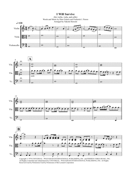 Free Sheet Music I Will Survive String Trio