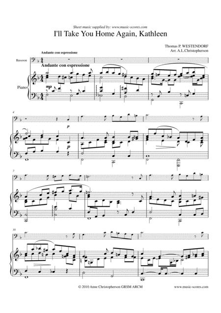 I Will Take You Home Kathleen Bassoon And Piano Sheet Music