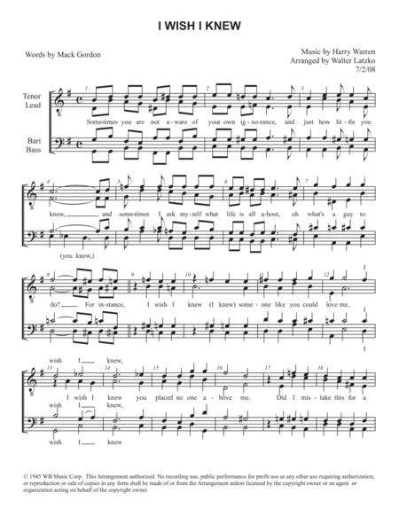 Free Sheet Music I Wish I Knew