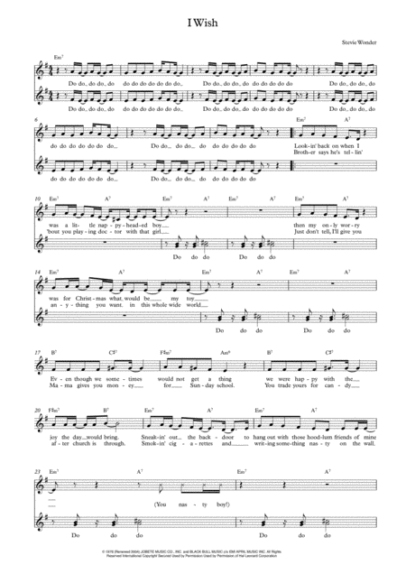 I Wish Leadsheet For Singalongs Sheet Music