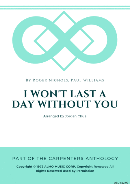 I Wont Last A Day Without You For Accompanied String Quartet Sheet Music