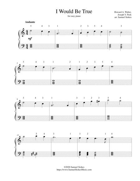 Free Sheet Music I Would Be True For Easy Piano