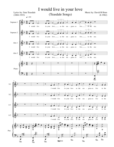 Free Sheet Music I Would Live In Your Love