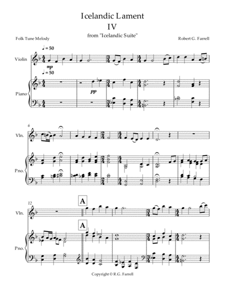 Free Sheet Music Icelandic Suite Movt 4