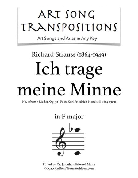 Free Sheet Music Ich Trage Meine Minne Op 32 No 1 Transposed To F Major