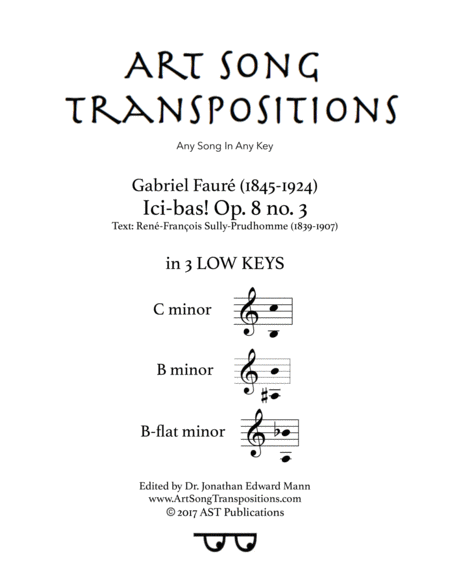 Ici Bas Op 8 No 3 3 Low Keys C B B Flat Minor Sheet Music