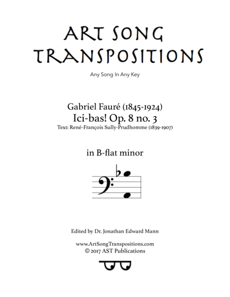 Ici Bas Op 8 No 3 B Flat Minor Bass Clef Sheet Music