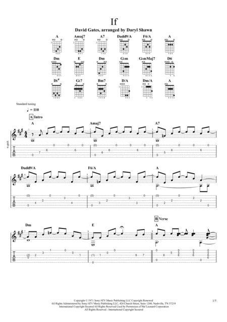 Free Sheet Music If Bread For Solo Fingerstyle Guitar